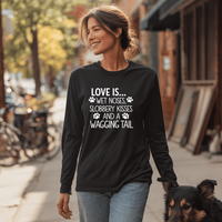 Load image into Gallery viewer, Love is Wet Noses Long Sleeve T-Shirt – Slobbery Kisses &amp; Wagging Tails Design